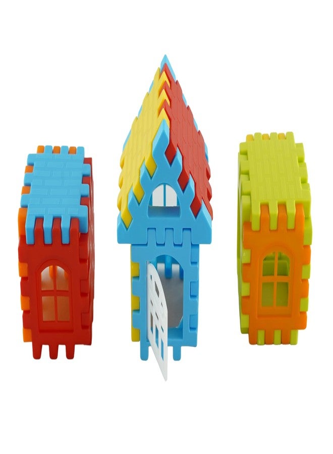 Playminds Multi Color Eco Freindly Building DIY Plastic Blocks | Kids Puzzle Games |Toys for Children | Educational & Learning - (90 Pieces and Windows) with Smooth Edges - Image 5