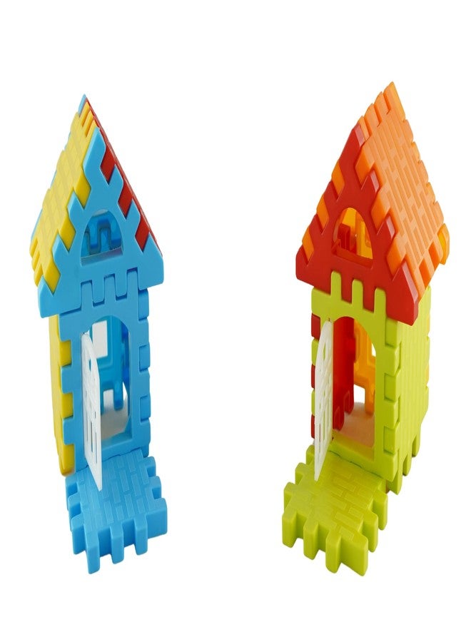 Playminds Multi Color Eco Freindly Building DIY Plastic Blocks | Kids Puzzle Games |Toys for Children | Educational & Learning - (90 Pieces and Windows) with Smooth Edges - Image 2