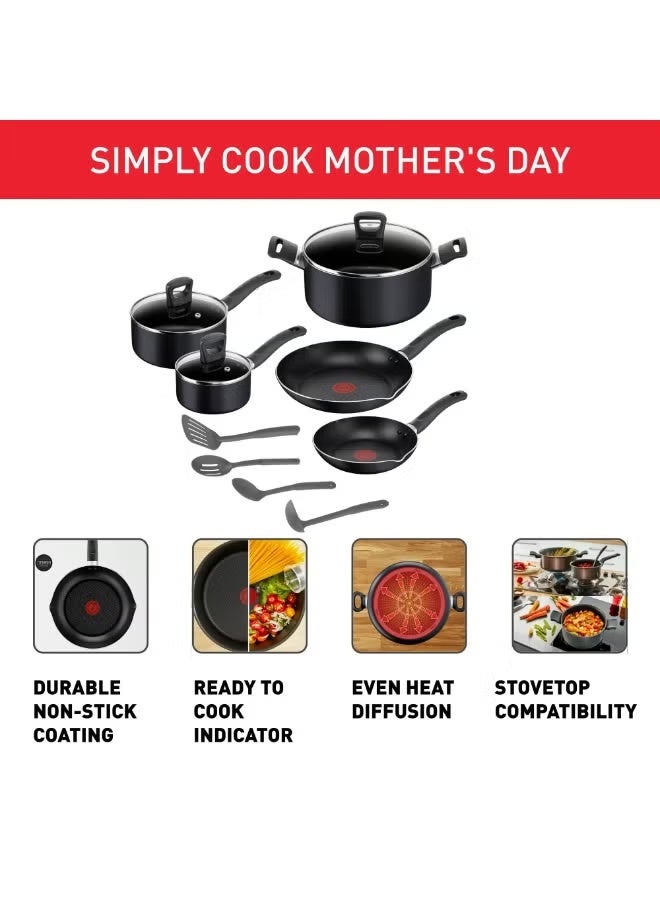 T-Fal Simply Cook, Set 12 pcs, Resistant non stick coating, Heat indicator, Diffusion base, Dark, B949SC84 - Image 3