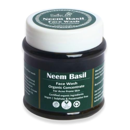 Rustic Art Organic Face Wash Concentrate Neem Basil Vegan Cruelty Free All Skin Types Sulfate Paraben Free NonToxic Natural Facial Cleanser 44 oz - Image 1