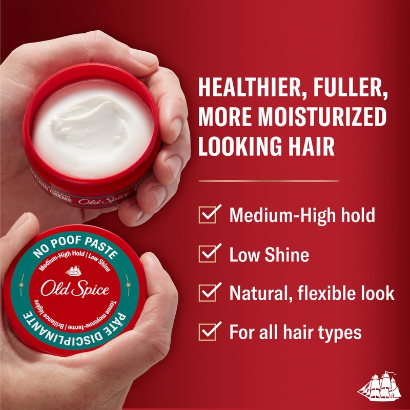 Old Spice No-Poof Paste, Hair Styling Paste for Men, Medium-High Hold, Low Shine, 2.22 Oz - Image 2