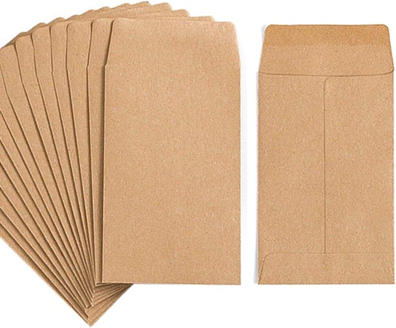 Homtable 500 Pack Small Coin Envelopes Self-Adhesive Kraft Paper Seed Envelopes Mini Parts Small Items Stamps Storage Packets Envelopes for Garden, Office or Wedding Gift(2.25"×3.5") - Image 1