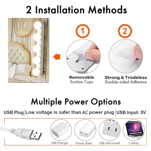 HELOIE Makeup Light,Portable Led Vanity Lights with 3 Colors Lighting Mode Adjustable & Dimmable for Vanity Table Dressing Room Mirror - Image 5