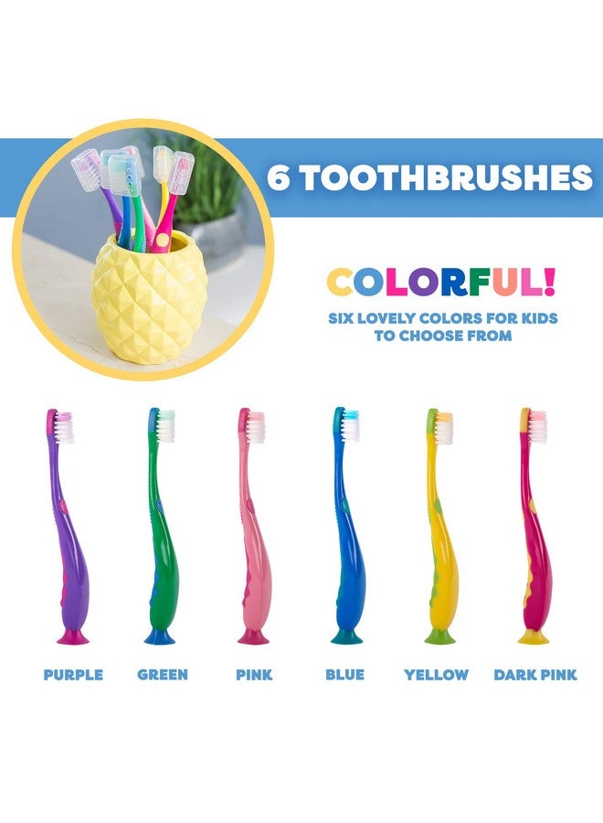 Lingito Kids Toothbrush Suction Cup with Covers, Toddler Toothbrush Soft Bristles, Child Toothbrush Suction Cups For Easy Access, Toddler Toothbrushes Handles Perfect For Tiny Hands of Boys and Girls (6 Pack) - Image 3