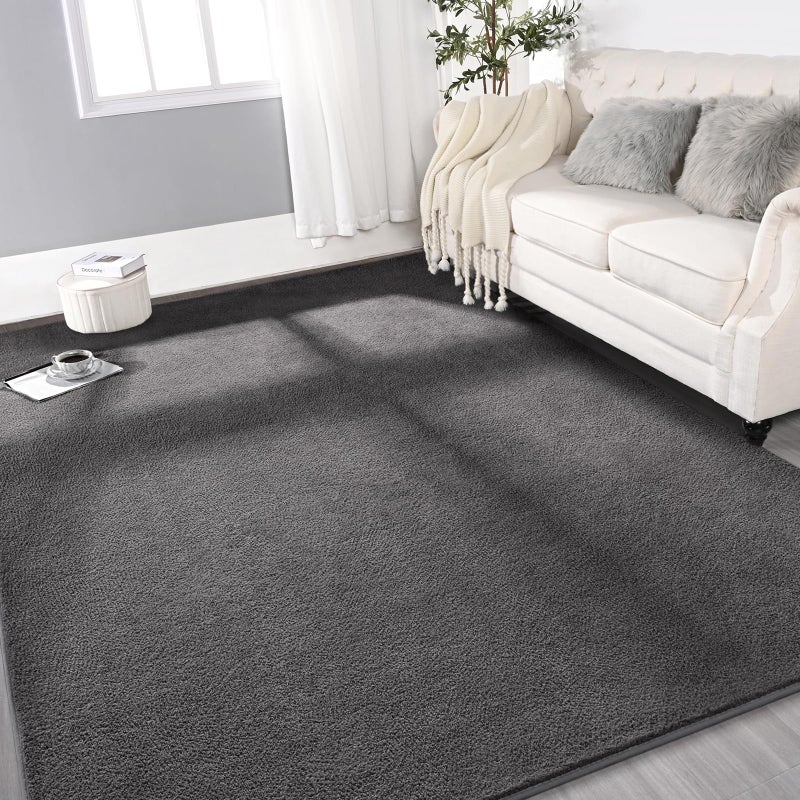 Gifeas Large Ultra Soft Modern Area Rugs for Living Room Bedroom 4x6 Feet Dark Grey Thickened Memory Foam Indoor Solid Minimalist Carpets NonSlip Comfy Rug for Boys Girls Nursery Room Home Decor
