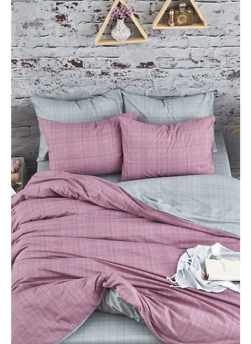 cottonevs Evtekstil Cotton Double Dust Rose Gray Double-Sided Duvet Cover Set