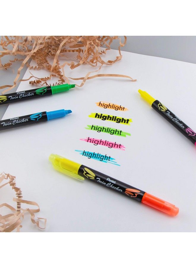 Pentel Twin Checker Dualtip Highlighter Chisel Tip Yellow Blue Ink Pack Of 12 (Slw8Gs) - Image 5