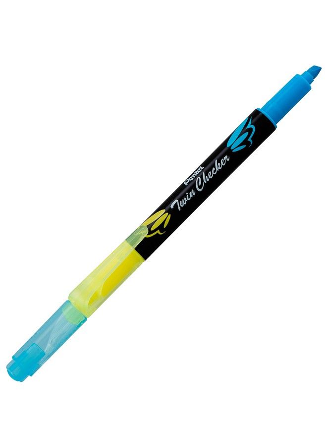 Pentel Twin Checker Dualtip Highlighter Chisel Tip Yellow Blue Ink Pack Of 12 (Slw8Gs) - Image 4