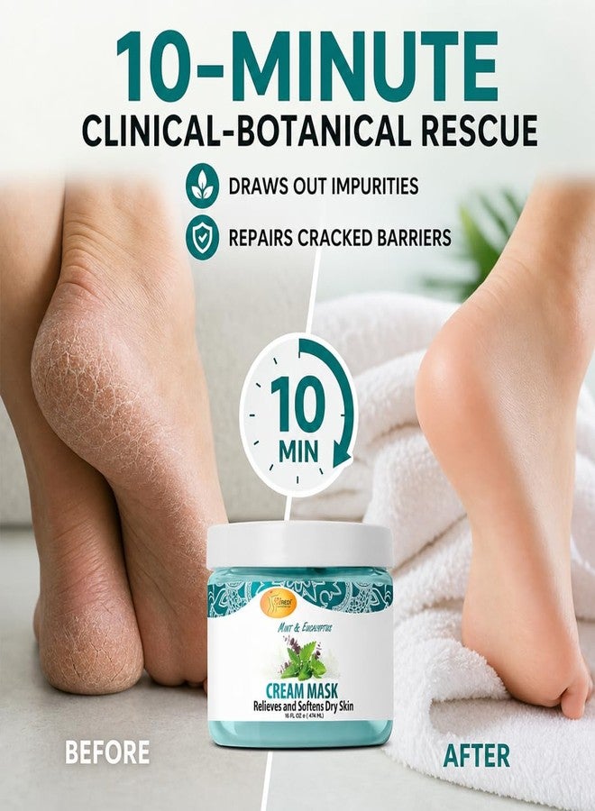 SPA REDI Foot & Body Cream Mask - Mint & Eucalyptus Cooling Treatment for Cracked Heels & Dry Skin | Hyaluronic Acid, Paraben-Free, Sulfate-Free | Professional Salon & At-Home Spa Use | 16 oz - Image 2