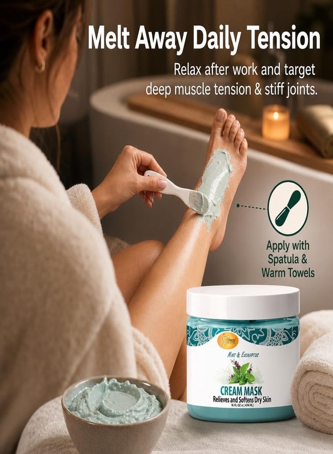 SPA REDI Foot & Body Cream Mask - Mint & Eucalyptus Cooling Treatment for Cracked Heels & Dry Skin | Hyaluronic Acid, Paraben-Free, Sulfate-Free | Professional Salon & At-Home Spa Use | 16 oz - Image 4