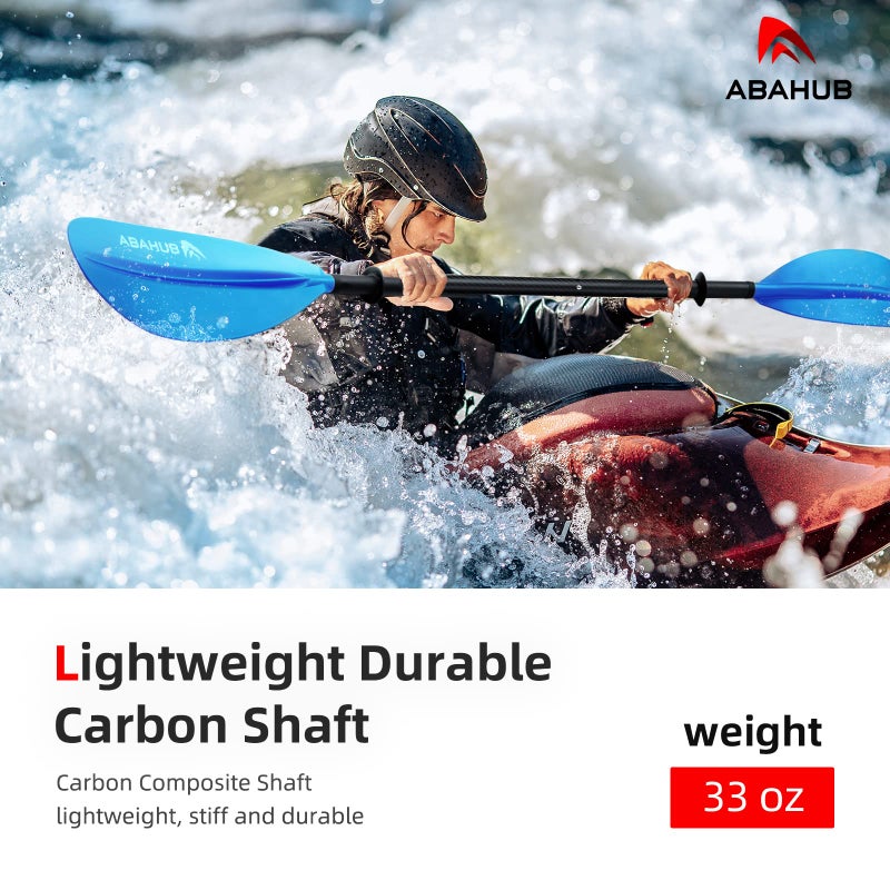 Abahub أباهوب 1 × مجاذيف كاياك من الكربون، 90.5 بوصة مجاذيف للتجديف، قوارب، كانوي مع حبل مجداف إضافي، عمود من ألياف الكربون وشفرات بلاستيكية سوداء - Image 2