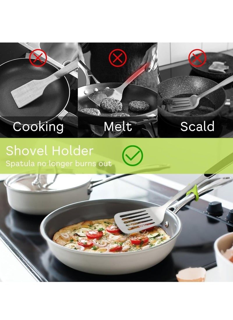 Oasisgalore 2pcs Heat Resistance Spoon Rest Silicone Spoon Pot Pan Holder，Cute Cooking Gadgets  - Image 3