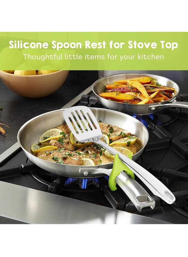 Oasisgalore 2pcs Heat Resistance Spoon Rest Silicone Spoon Pot Pan Holder，Cute Cooking Gadgets  - Image 2
