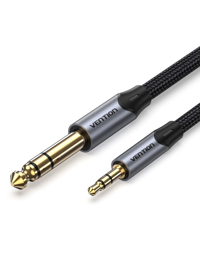 VENTION Cotton Braided TRS 3.5mm Male to 6.5mm Male Audio Cable 0.5M Gray Aluminum Alloy Type Model # BAUHD - Image 1