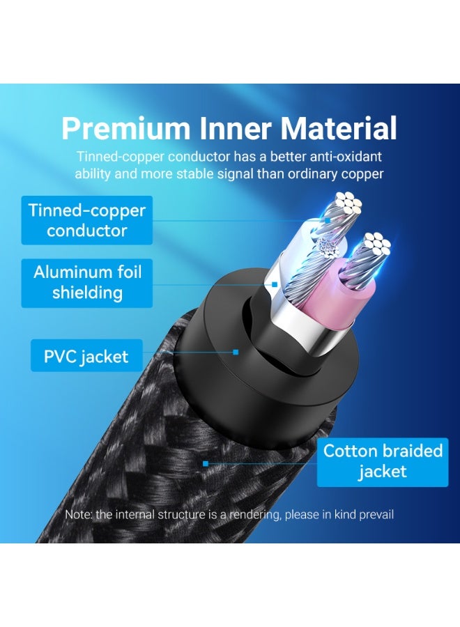 VENTION Cotton Braided TRS 3.5mm Male to 6.5mm Male Audio Cable 0.5M Gray Aluminum Alloy Type Model # BAUHD - Image 4