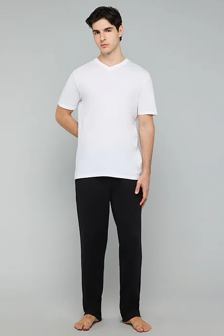 أر أند بي Solid Lounge Pants with Drawstring Waist