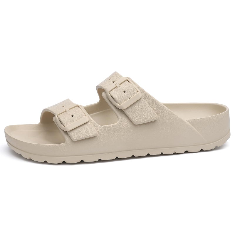 KIDMI Women's Comfortable EVA Sandals with Medium Arch Support, Adjustable Buckle Summer Beach Slide Sandal, Khaki EU 39 - Image 4