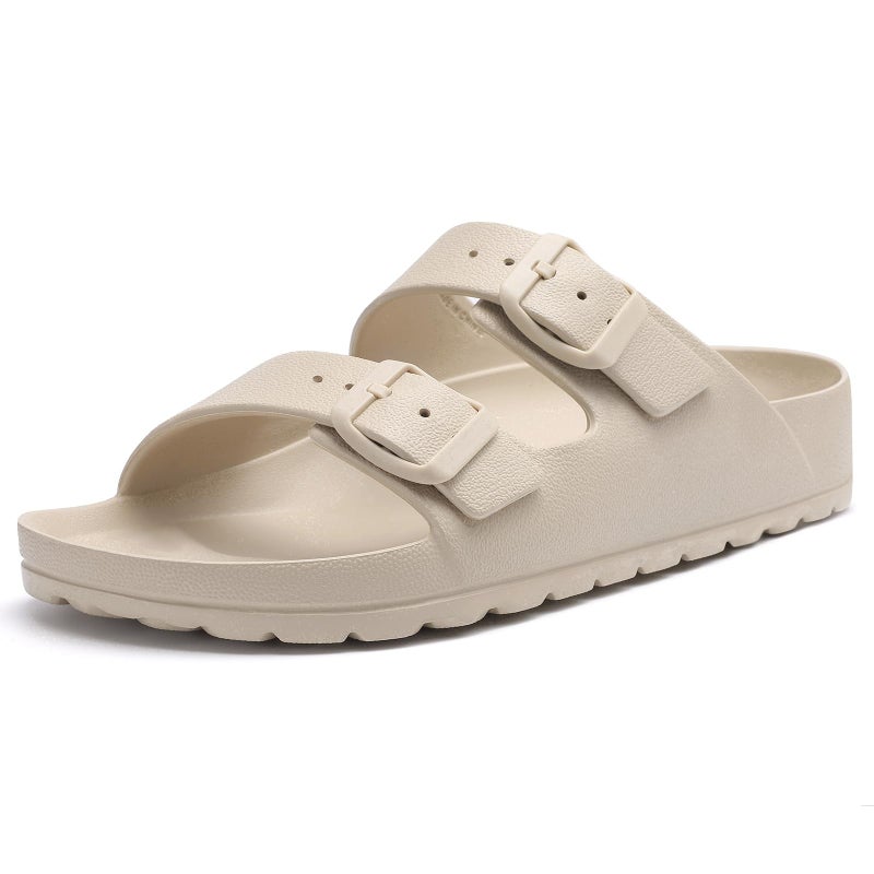 KIDMI Women's Comfortable EVA Sandals with Medium Arch Support, Adjustable Buckle Summer Beach Slide Sandal, Khaki EU 39 - Image 1