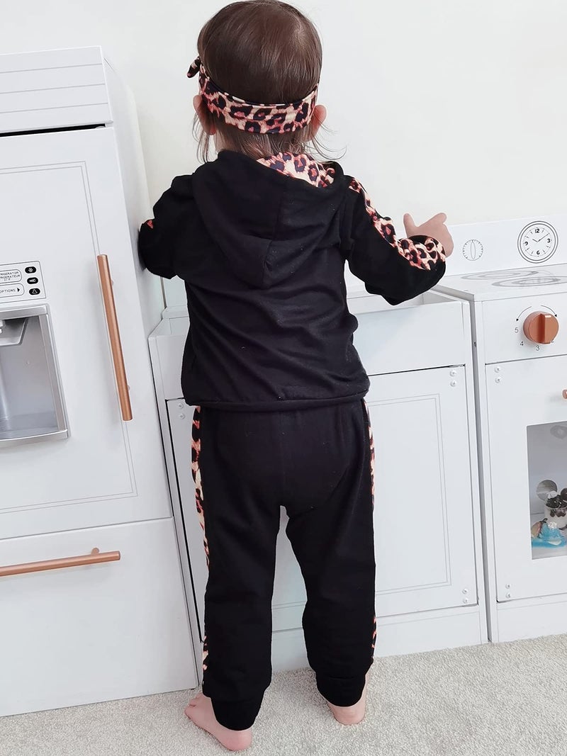 Yvowming Newborn Baby Girl Clothes Outfits Infant Hooded Sweatshirt Pants Headband Toddler Girl Clothing Set - Image 3