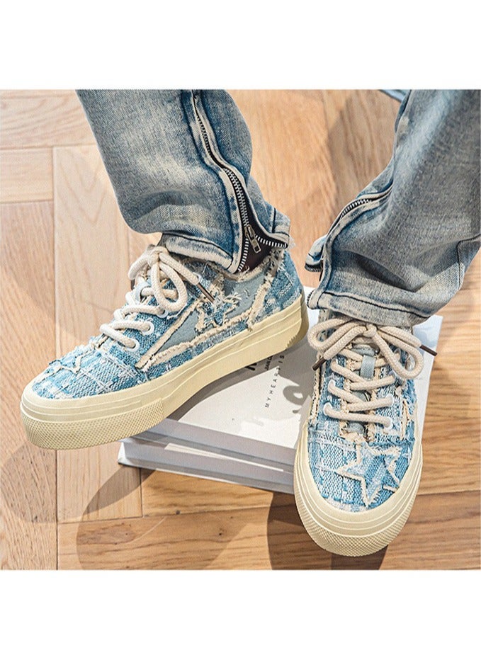 NIBEMINENT Men's Canvas Sneakers, Vintage Distressed Star Design Skate Shoes With Good Traction  - Image 5