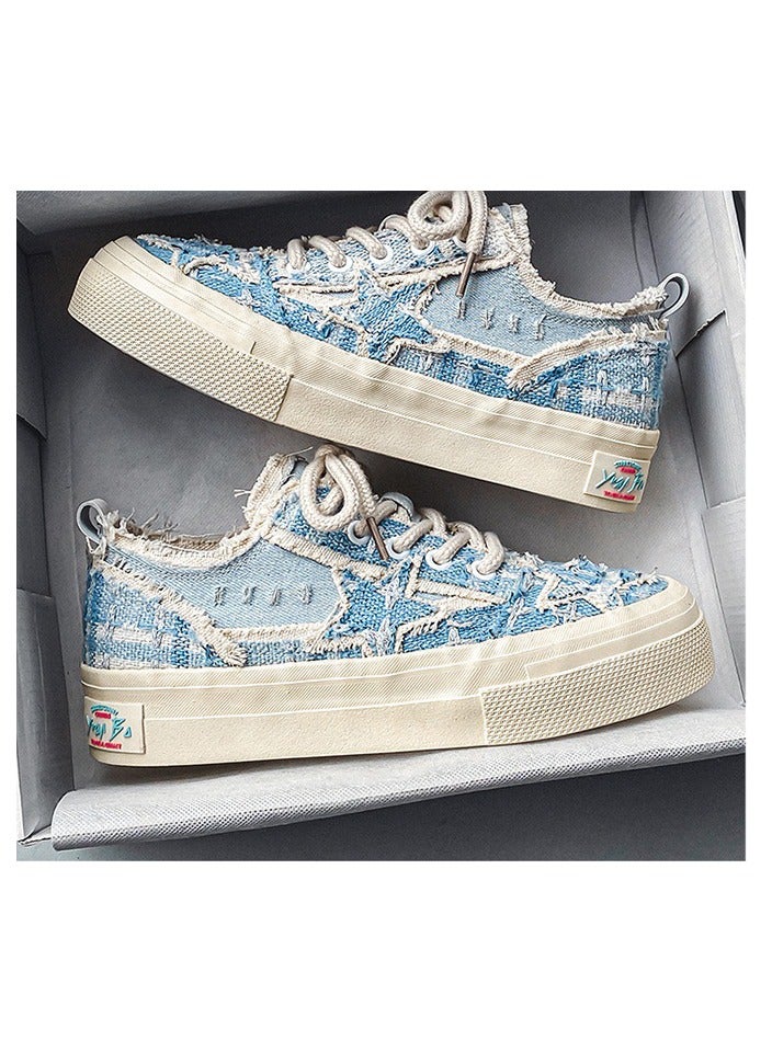 NIBEMINENT Men's Canvas Sneakers, Vintage Distressed Star Design Skate Shoes With Good Traction  - Image 3