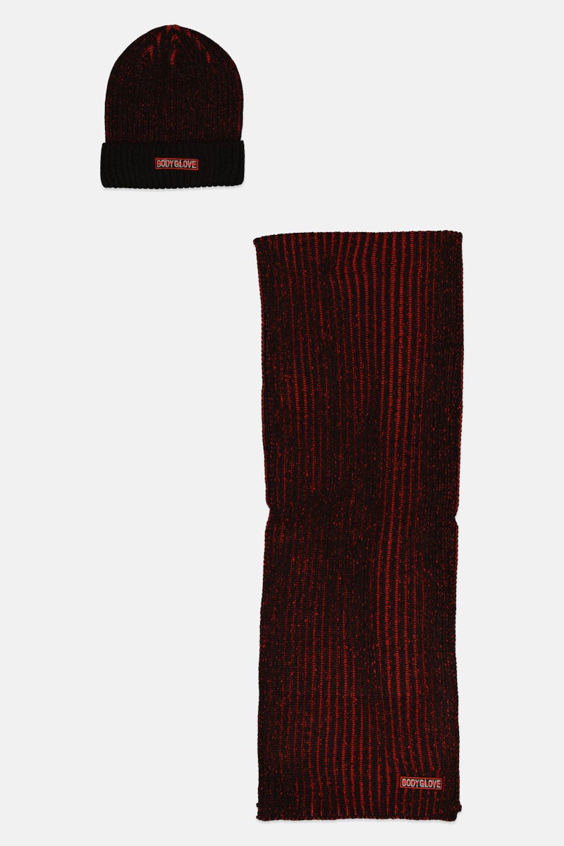 Body Glove Women 2 Pieces Brand Logo Scarf And Beanie Set, Black  - Image 2
