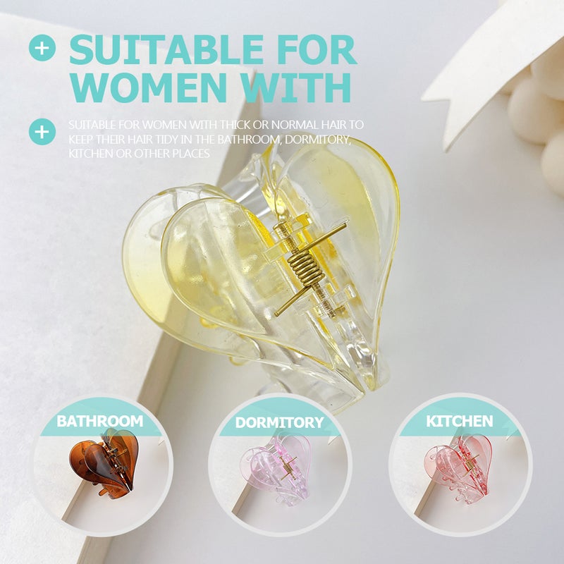 6pcs Back Hair Clips Heart Hair Jaw Clips Hair Catch Barrettes for Women - Image 5