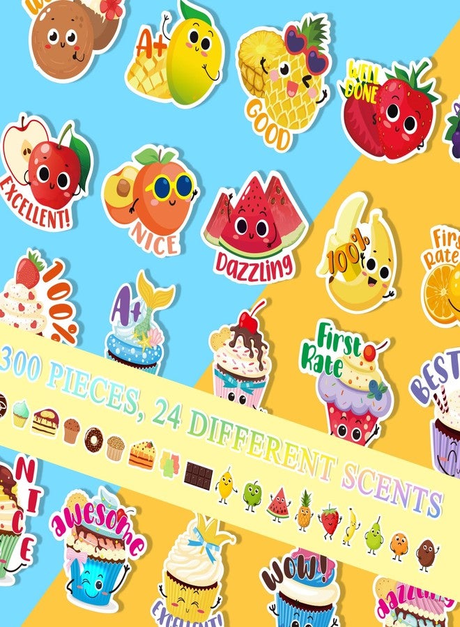 Jetec 300 Pcs Large Scratch and Sniff Stickers for Kids Smelly Scented Stickers Teacher Reward Student Incentive Motivational Classroom Chart First Day Back to School Gift(Animal)(Fruit, Cupcake) - Image 4