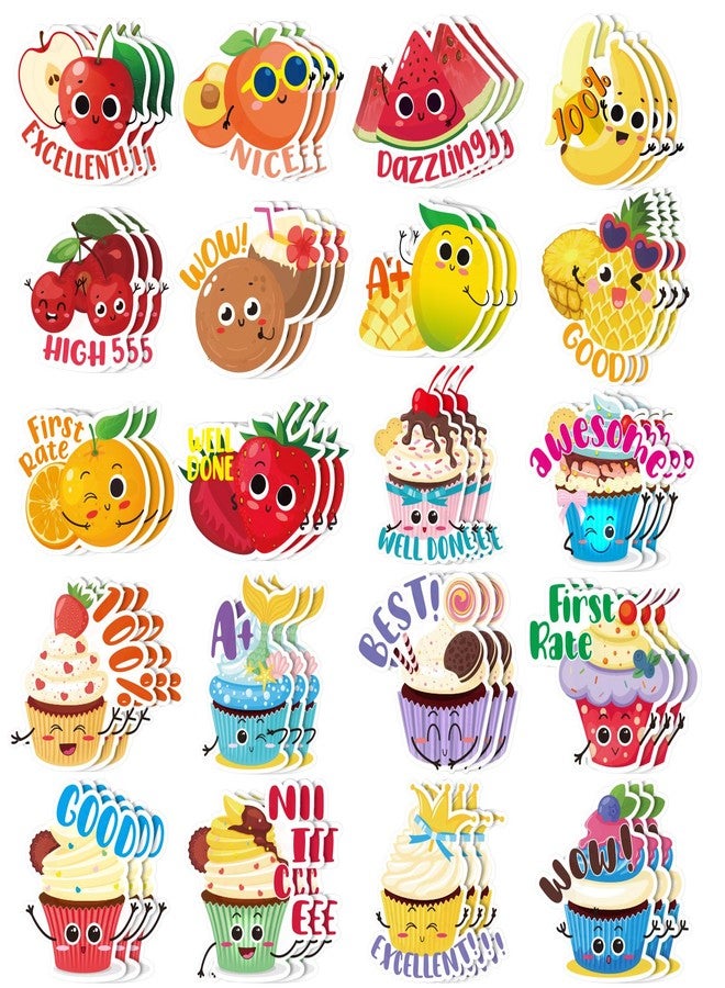 Jetec 300 Pcs Large Scratch and Sniff Stickers for Kids Smelly Scented Stickers Teacher Reward Student Incentive Motivational Classroom Chart First Day Back to School Gift(Animal)(Fruit, Cupcake) - Image 1