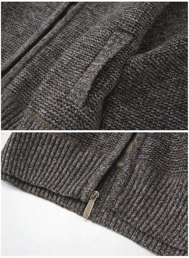 Gioberti Boy's Knitted Full Zip Cardigan Sweater with Soft Brushed Flannel Lining, Melange Coffee, 5 - Image 3