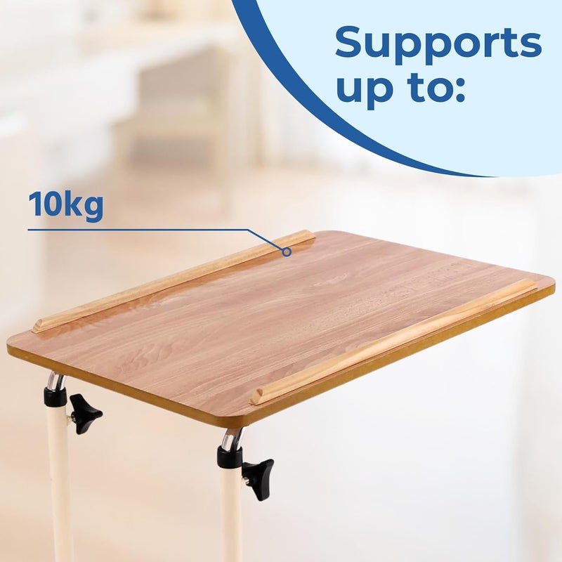 Days Overbed Table with Wheels Height Adjustable and Lightweight Laminated 61 x 40 cm Flat Packed Surface for Bed or Chair Use Ideal for Meals Laptop Work and Elderly Care - Image 5