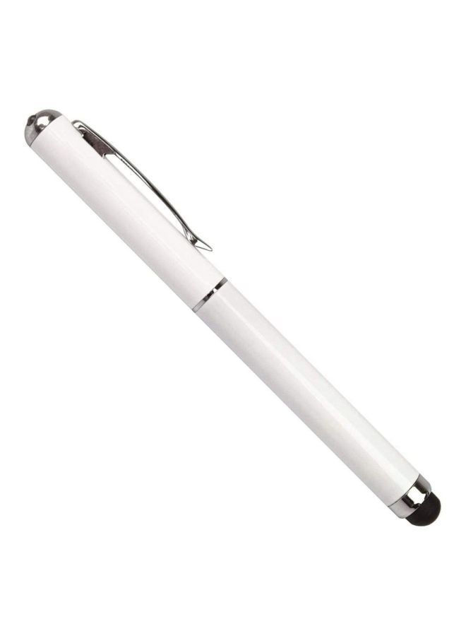 NIBEMINENT 3 In 1 Touchscreen Stylus With Laser Pointer & LED Flashlight White  - Image 1