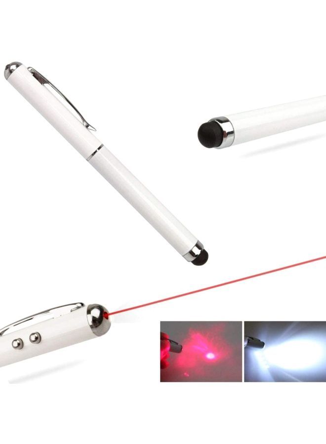 NIBEMINENT 3 In 1 Touchscreen Stylus With Laser Pointer & LED Flashlight White  - Image 2