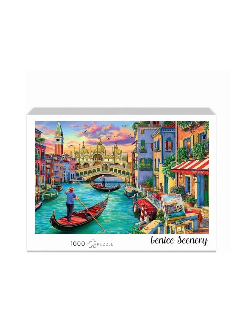 1000 قطعة من المناظر الطبيعية البندقية موضوع اللغز - التصميم الإبداعي ، تجربة الفن الملونة ، مناسبة للأطفال والكبار - Image 2