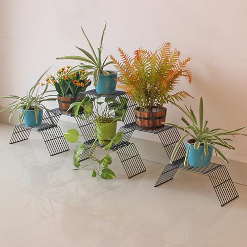 Meshable Grandis Metal Plant, Gamla Stand for Balcony & Living Room with a Elegant Design & Rust Free, Decorative Pot Stand For Indoor & Outdoor for Holding 6 Plant Pots, Small Pack of 6 Stand - Grey - Image 1