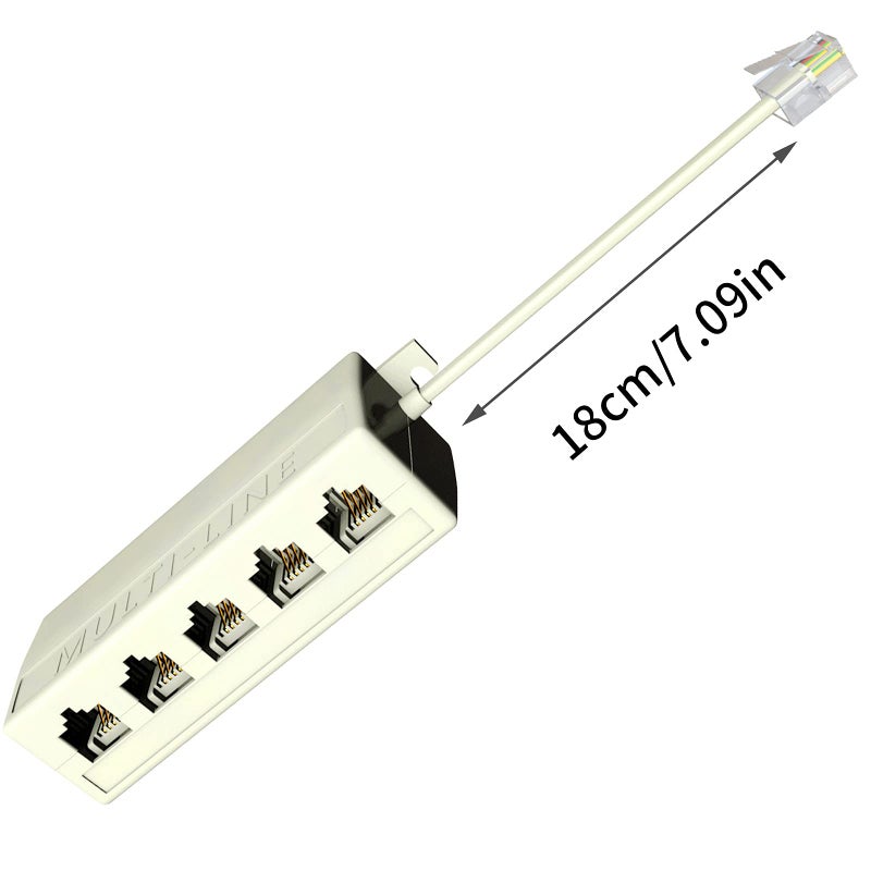 Goupchn Goupchn Five Way Telephone Splitter RJ11 6P4C Male to 5 Female Outlet Ports Sockets Phone Line Splitter Adapter for Telephone, Landline, Fax Ivory  - Image 2