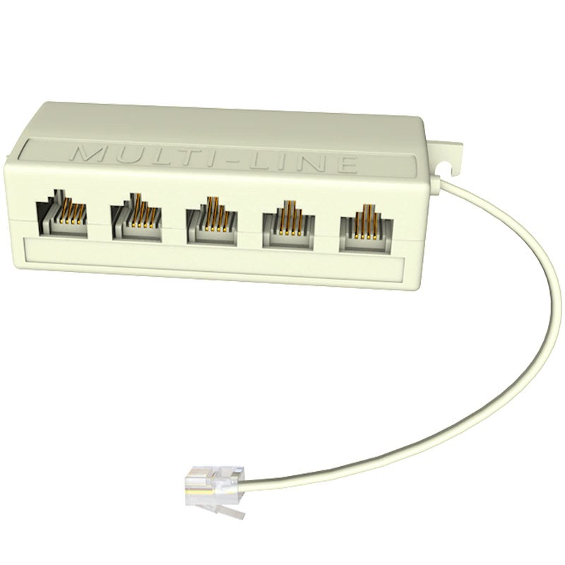Goupchn Goupchn Five Way Telephone Splitter RJ11 6P4C Male to 5 Female Outlet Ports Sockets Phone Line Splitter Adapter for Telephone, Landline, Fax Ivory  - Image 1
