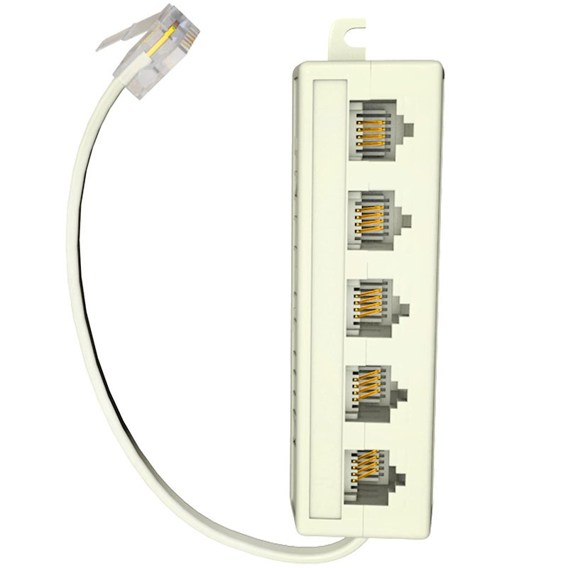 Goupchn Goupchn Five Way Telephone Splitter RJ11 6P4C Male to 5 Female Outlet Ports Sockets Phone Line Splitter Adapter for Telephone, Landline, Fax Ivory  - Image 5