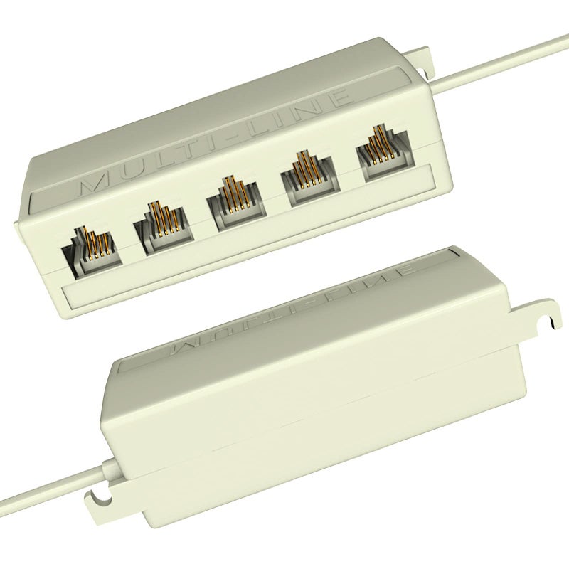 Goupchn Goupchn Five Way Telephone Splitter RJ11 6P4C Male to 5 Female Outlet Ports Sockets Phone Line Splitter Adapter for Telephone, Landline, Fax Ivory  - Image 3