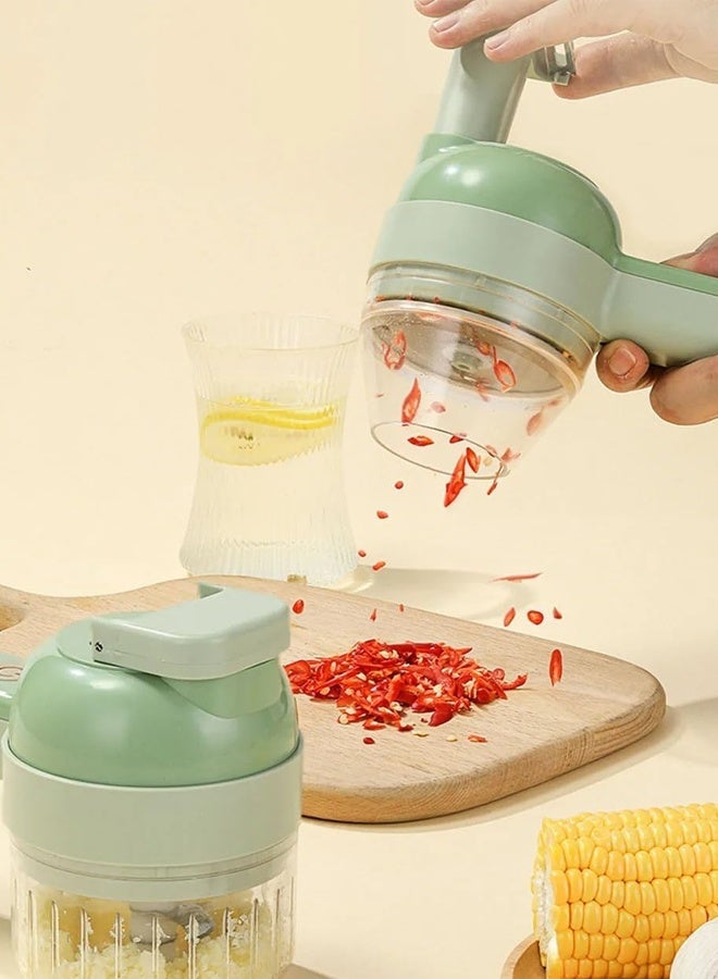 هومستر 4 في 1 قطع الخضروات متعددة الوظائف شريحة اليدوية الكهربائية اللاسلكية قطع الثوم مشش شرائح البصل قطع الطبخ أداة للثوم الفلفل البصل الزنجبيل الكرفس اللحوم - Image 3