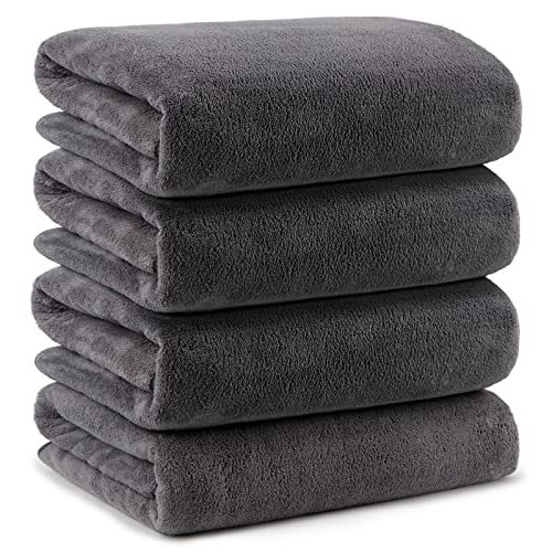 Orighty Bath Towels Pack of 427 x 54 Soft Feel Bath Towel Sets Highly Absorbent Microfiber Towels for Body Quick Drying Microfiber Towel for Sport Yoga SPA Fitness Grey