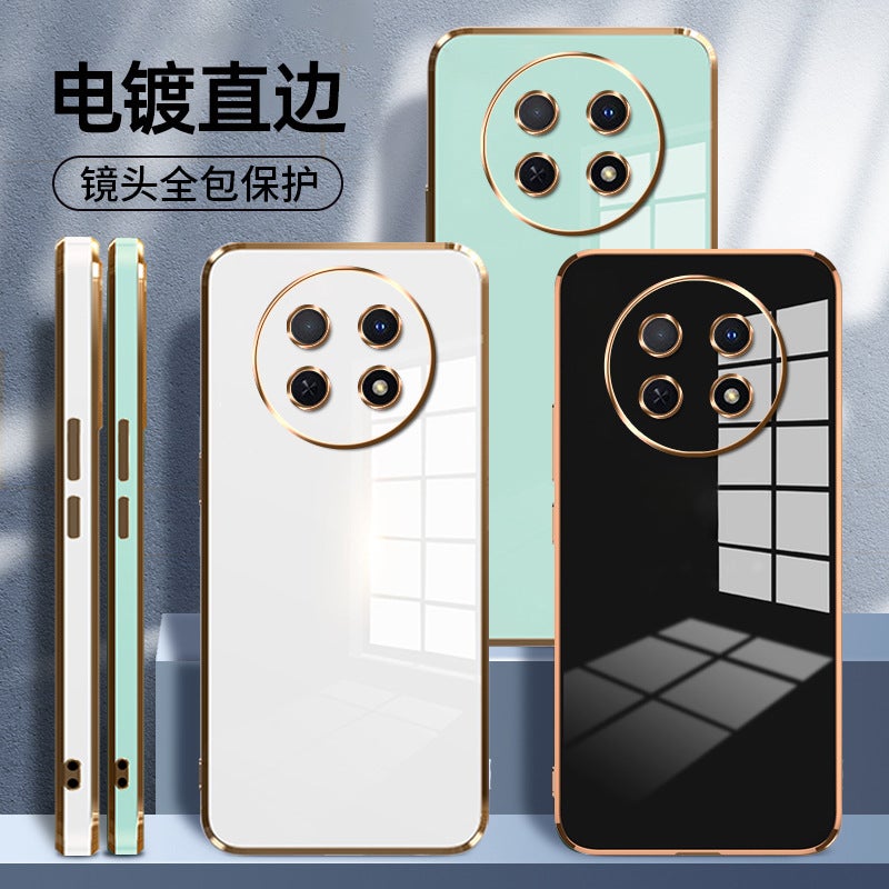 Electroplated 6D Straight Edge TPU Phone Case for Huawei Enjoy 60 Pro, Shockproof Anti-Scratch Full Coverage Back Cover - Image 2