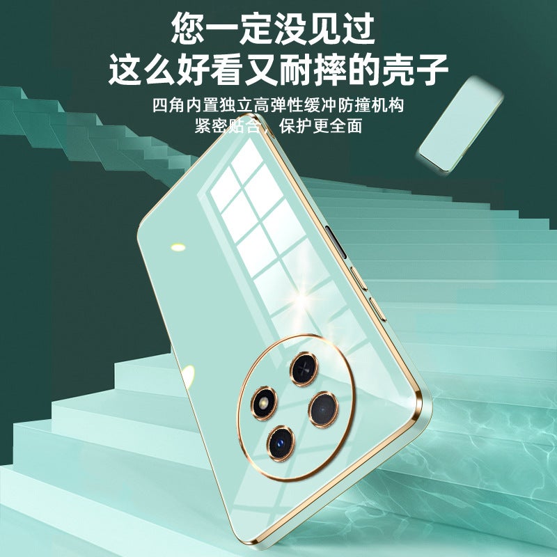 Electroplated 6D Straight Edge TPU Phone Case for Huawei Enjoy 60 Pro, Shockproof Anti-Scratch Full Coverage Back Cover - Image 4