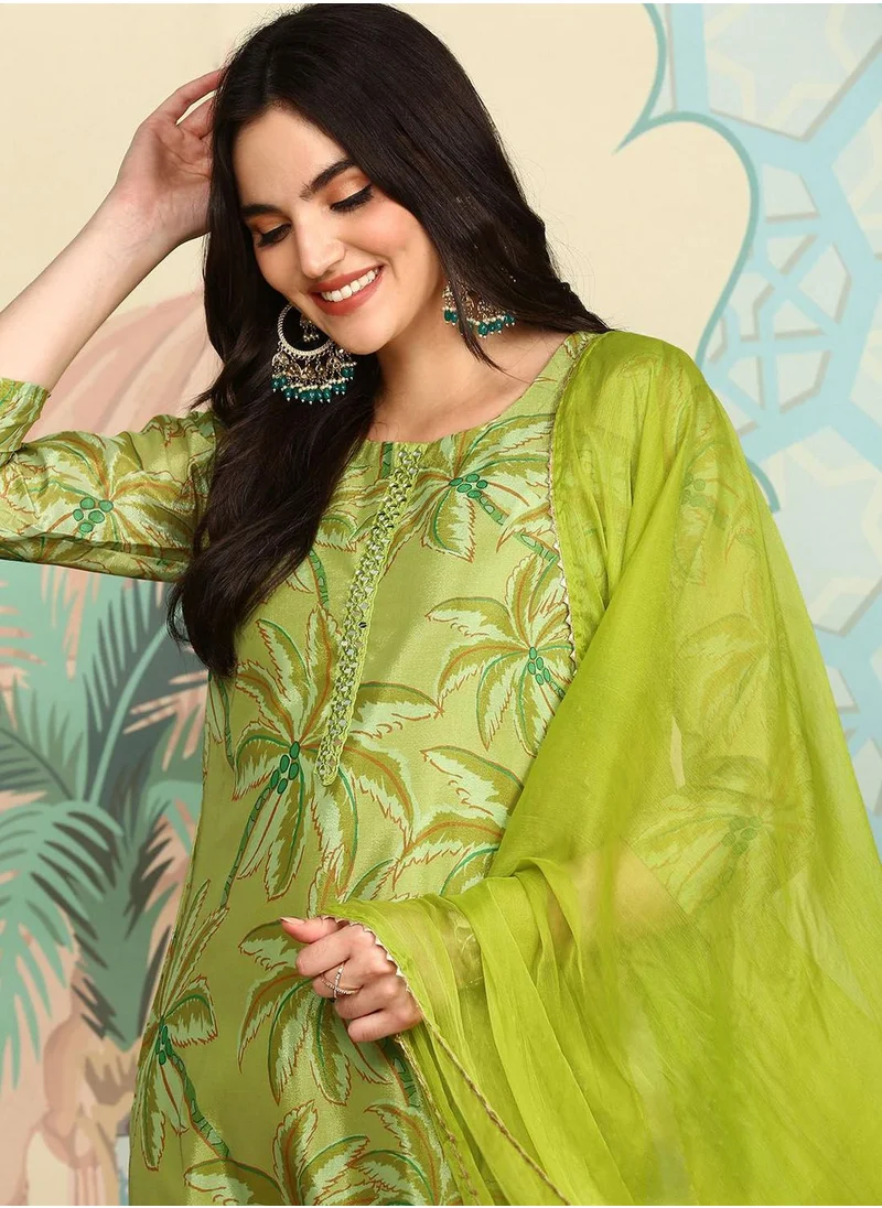 ISHIN Women LIME GREEN 3 pcs (Kurta with Dupatta)