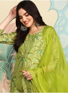 Women LIME GREEN 3 pcs (Kurta with Dupatta)