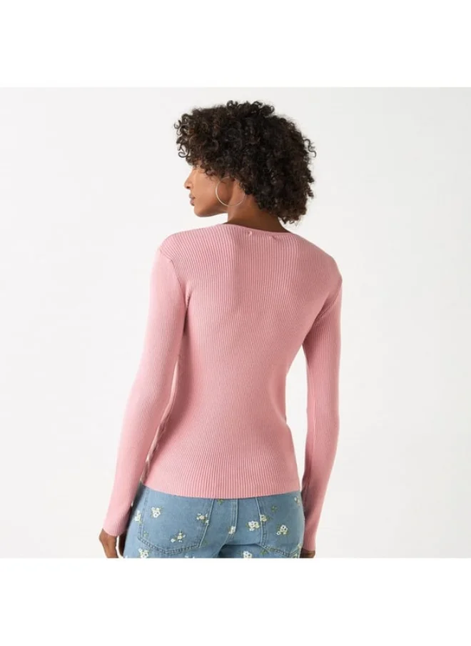 2Xtremz 2Xtremz Ribbed V-Neck Sweater with Long Sleeves