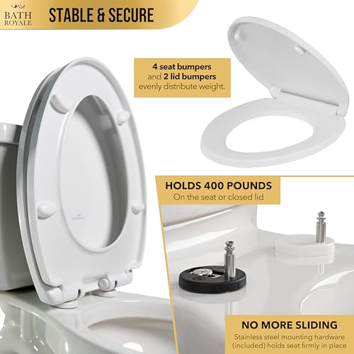Bath Royale Slow Close Toilet Seat Round BR283-00 Heavy Duty & Scratch Resistant, Fits All Toilet Brands, MasterSuite Series - Image 5