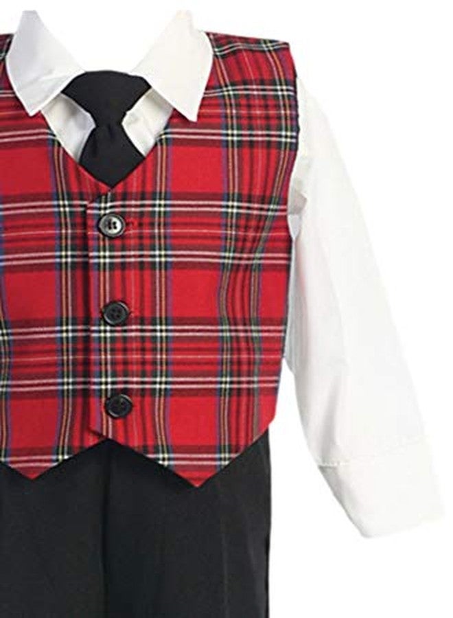Lito Plaid Holiday/Christmas Vest with Pants (6-12 Months, Red) - Image 4
