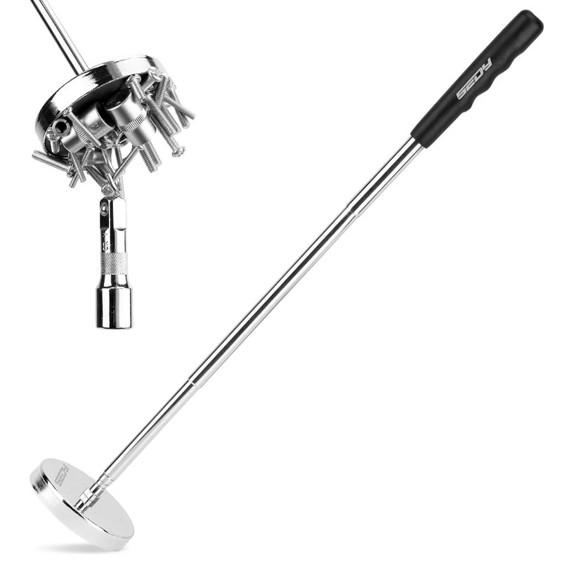 Telescoping Magnetic Sweeper Pickup Tool Strong Magnet Pick up Nails Screws and Metal Parts Nut Bolts Steel Iron Parts Finder 35LB Pull Capacity Retractable 86 to 33 Telescopic Stick