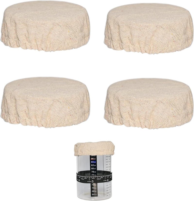 TERESRY Sourdough Starter Jar Cover Cloth, Reusable Linen Covers for Sourdough Starter Container, Breathable Fabric Covers for Mason Jars Wide Mouth and Normal Mouth (5) - Image 1